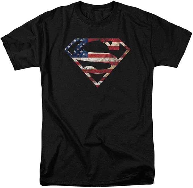 popfunk 超人标志 s 盾牌美国国旗 t 恤 黑色 medium 【popfunk】